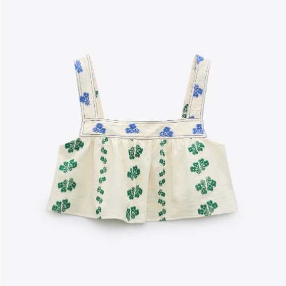 NWOT Zara Floral Flowy Crop Top Size Large - Picture 2 of 6